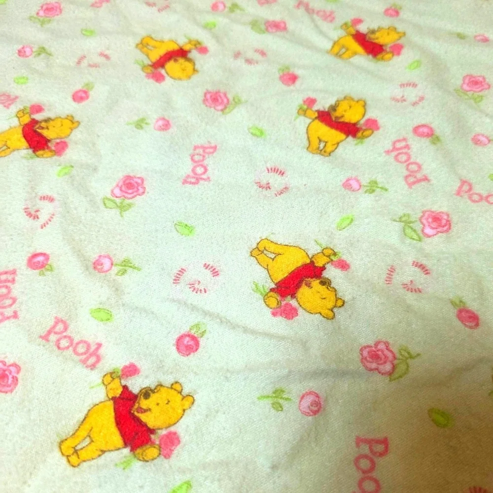 2 Disney Winnie the Pooh Baby Receiving Blanket Cream Pink Rose Character Print‎